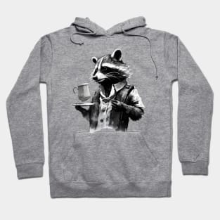 Raccoon Barista with Latte Hoodie